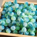 Blue-green gradient 10mm glass beads with gold foil and crackle texture for DIY jewelry - 10mm / Dark Green