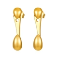Detail of 18K gold plated stainless steel teardrop earrings with a smooth polished finish - Teardrop Stud Gold (MS-573) / Gold