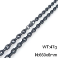 Classic black stainless steel bamboo chain necklace for men and women, 660x6mm size - Black Thick Bamboo Chain (KN295427-KFC)