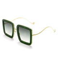 Occhiali da sole squadrati oversize con montatura verde e astine in metallo oro - Verde
