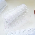 White Christmas mesh ribbon with glitter stripes and flocked dots for tree decoration - Iridescent Stripe with White Flocking Mesh (9m/Roll)