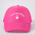 Pinkfarbene Trucker-Cap mit Running Latte Stickerei und Mesh-Rückseite - Rosarot