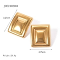 Boucles d'oreilles carrées dorées imposantes en acier inoxydable poli pour femme - Style carré 3D doré (JDE2402004)