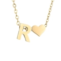 Collana personalizzata dorata con ciondolo a lettera R maiuscola e fascino a cuore - Lettera R - Oro