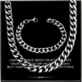 Ensemble collier et bracelet maille cubaine argentée avec carte dans boîte cadeau - Argenté