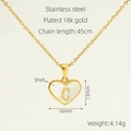 Collar corazón chapado en oro 18k con nácar y letra C de acero inoxidable - Letra C Dorada (Con Cadena)