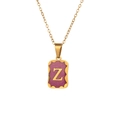 Gold plated titanium steel necklace with purple pendant and letter Z engraving - Letter Z