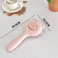 Pink bear-shaped pet grooming brush with self-cleaning feature measuring 20.5x10.5cm - Pink