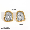Unregelmäßige Lava-Falten-Ohrringe aus Edelstahl in Gold-Silber-Bicolor-Optik - Gold und Silber Zweifarbig (TE60423-GS)