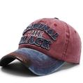 Vintage burgundy and blue baseball cap with 3D Original embroidery and washed finish - Washed Red (THE)
