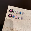 Cute monster eye glitter press-on nails for kids with pink and blue hearts - Extra Small (XS) / C78-Children's Nails / 10 Pieces