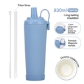 Detailansicht der 830ml Isolierflasche mit Keramikbeschichtung und Magnetgriff - 830ml / Dunstblau