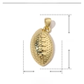 Detailed size parameters of gold American football pendant in copper 23mm by 11mm - Rugby/Football Shape