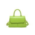 Grass green patchwork crossbody handbag with top handle and adjustable shoulder strap - Green