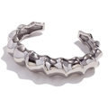 Silver twisted spiral texture open cuff bracelet in durable stainless steel finish - Casting Spiral Bamboo Open Bangle - Silver