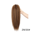 Deep brown mix long straight synthetic ponytail hair extension variant 2M30# with claw clip - Dark Brown Mixed (2M30#)