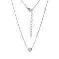 Detailed view of small heart pendant with letter A on stainless steel curb chain - Letter A / Steel