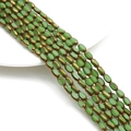 Oval bean green and gold crystal glass seed beads for DIY jewelry and necklace making - Approx 50pcs/Strand / 4x6MM / Solid Green