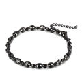 Bracciale a maglie in acciaio inossidabile nero con catena a chicco di caffè e chiusura - Bracciale Nero + Collana