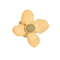 Bague fleur dorée style palais français avec pierre verte et texture brossée fine - Aventurine Verte