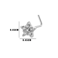 Silver L-shaped nose stud featuring a 4.5mm star-shaped clear cubic zirconia stone - 8# Hexagram Style / Silver