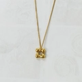 Elegant gold twisted flower knot heart necklace in polished tarnish-free titanium steel - Rotating Flower (H193)