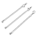 Three pieces of 7cm silver stainless steel extension chains with lobster clasps for jewelry - Steel Ball