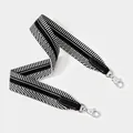 Detail of wide woven shoulder strap featuring black and white herringbone pattern - Standard Type / Black Strap Silver Buckle