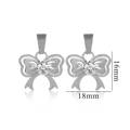 Silver bow-shaped pendant with clear round gemstones and 18mm by 16mm dimensions - Bowknot-Silver