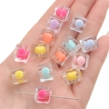 Colorful macaron acrylic square beads with interior shapes for DIY jewelry making - 10x10mm Hole Approx 3mm / Transparent Random Mixed Colors (20 Pcs/Pack)