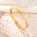 Bracelet jonc doré luxe avec motif matelassé en acier inoxydable et fermoir caché - LZ0817 Motif Matelassé / Doré