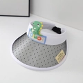 Kids white and grey empty top sun hat with green cartoon dinosaur and fan - UV Color Changing / Color Changing-White Dragon
