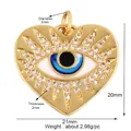 Goldener Herz-Anhänger mit blauem Emaille-Auge und funkelnden Mikropave-Kristallen - L259397-Goldener Böser Blick