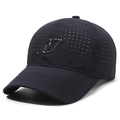 Dunkelblaue atmungsaktive Mesh-Baseballkappe mit 3D N-Stickerei für Outdoor-Sport - Verstellbar / Marineblau