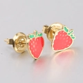 Minimalist red strawberry stud earrings made of stainless steel for a sweet feminine look - Strawberry