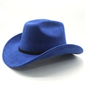 Detail of royal blue suede western cowboy hat with a stylish black braided decorative band - M(56-58cm) / Royal Blue (Suede)
