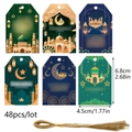 Set di 48 etichette con luna e stelle in verde e oro per decorazioni di feste islamiche - Stile S718 (S718#)