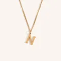 Minimalist 18k gold plated necklace featuring a polished letter N pendant for women - Gold N