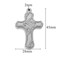 Silver vintage Celtic cross pendant in stainless steel with engraved scroll patterns - Style Z2305S43/Scroll Relief