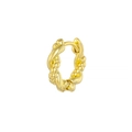 Classic gold twisted hoop earrings with a textured braid design and snap closure - Woven Texture / Gold