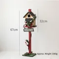 67cm wooden Christmas birdhouse decoration with Welcome sign and pine cone accents - Star Birdhouse Style