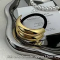 Gold arc alloy metal hair ring with black elastic band, 7.5cm diameter luxury hair tie - Diameter approx 7.5CM / KC Gold