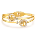 Gold-finished Tree of Life cuff bracelet with crystal accents on a white background - Gold Tree of Life Double Layer
