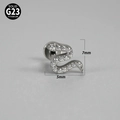 Piercing serpent en titane G23 avec oxydes de zirconium, taille 7x5mm pour lèvre ou cartilage - Serpent / 1.2x8mm / Argent