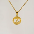 18K gold plated stainless steel necklace with hollow letter Z sunburst pendant - Letter Z