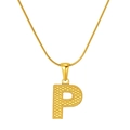Gold letter P pendant necklace with textured finish and elegant snake bone chain - Letter P (S-P004-P)