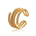 Anello a spirale dorato multistrato in acciaio inossidabile con zirconi brillanti - US 7 / Graffetta Dorata