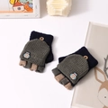 Gebreide winterhandschoenen voor kinderen met blauwe robot en warme opvouwbare flap - Robot-marineblauw (5-14 Jaar)