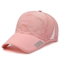 Pink breathable quick-dry baseball cap with reflective stripes for outdoor sports - Pink