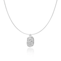 Silver stainless steel snake chain necklace featuring a vintage rose flower relief pendant - Rose Embossed / Silver